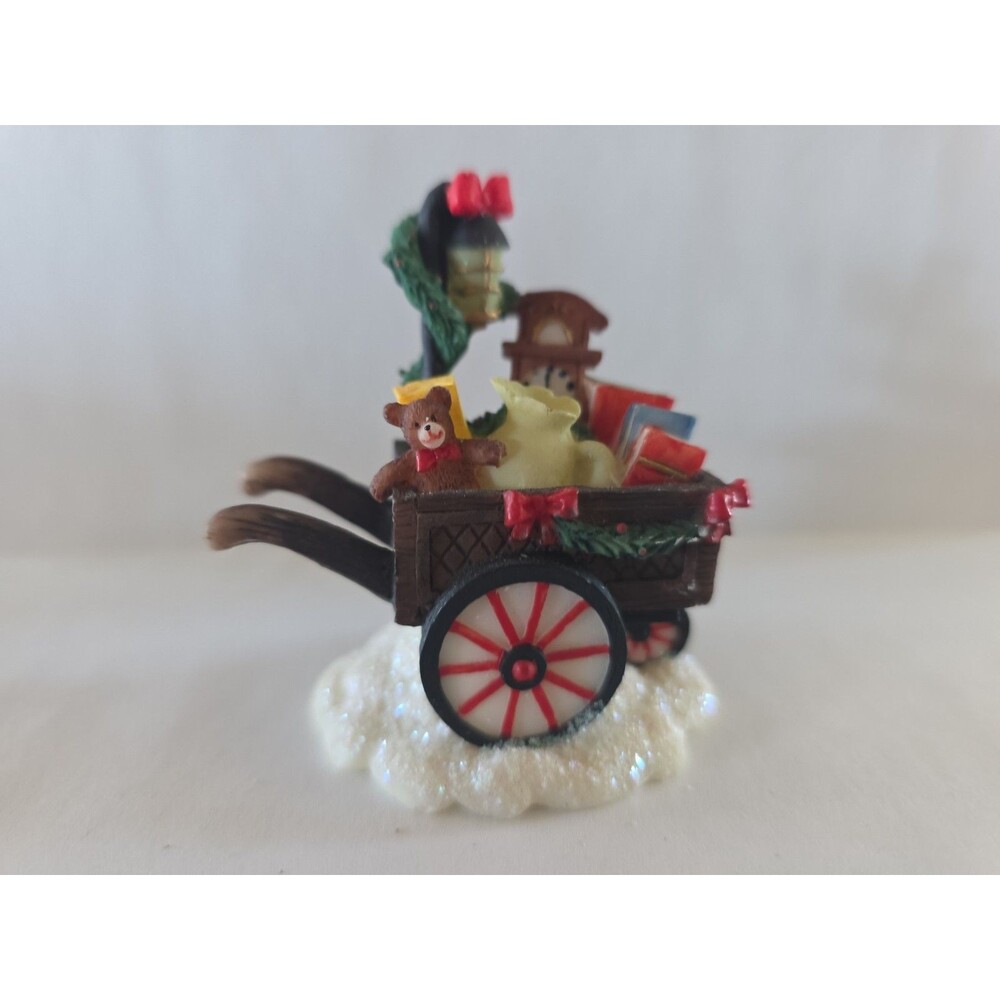 O'WELL Porcelain CART FILLED w/TOYS,  BOOKS, PITCHER, CLOCK Christmas Village